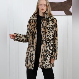 Apparis Animal Print Faux Fur Coat Size M/L